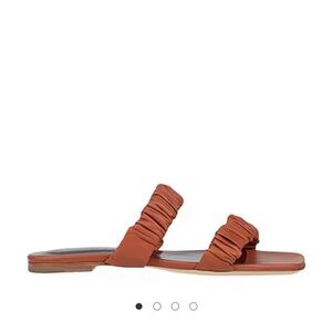 STAUD “Maya” Ruched Slide Sandals - Brown